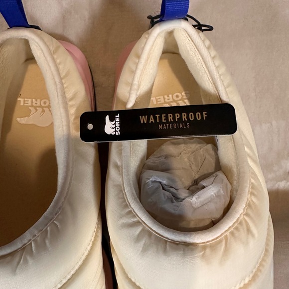 Sorel Women's Puff Puffy Slip On Clog Slipper Shoes Cream Pink Blue Size 7 - Picture 7 of 10